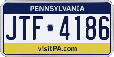 PA license plate JTF4186
