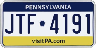PA license plate JTF4191