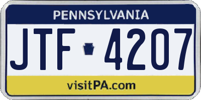 PA license plate JTF4207