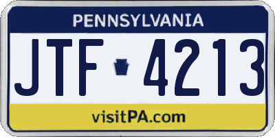 PA license plate JTF4213