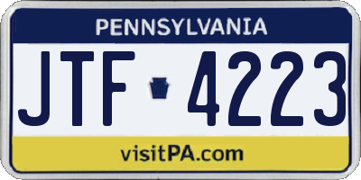 PA license plate JTF4223