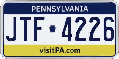 PA license plate JTF4226