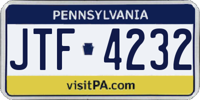 PA license plate JTF4232