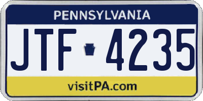 PA license plate JTF4235