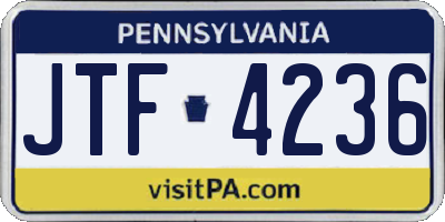 PA license plate JTF4236
