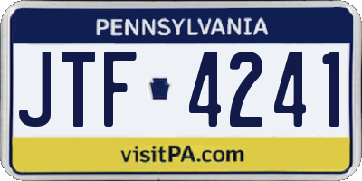 PA license plate JTF4241