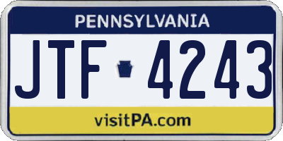 PA license plate JTF4243