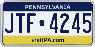 PA license plate JTF4245