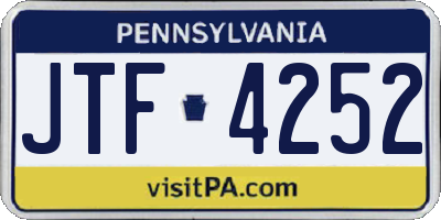 PA license plate JTF4252