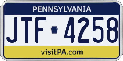 PA license plate JTF4258