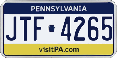 PA license plate JTF4265
