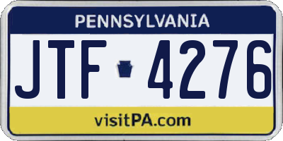 PA license plate JTF4276