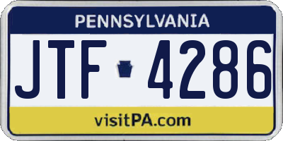 PA license plate JTF4286
