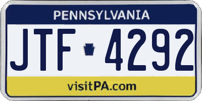PA license plate JTF4292