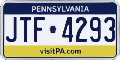 PA license plate JTF4293