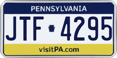 PA license plate JTF4295