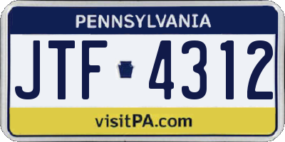 PA license plate JTF4312