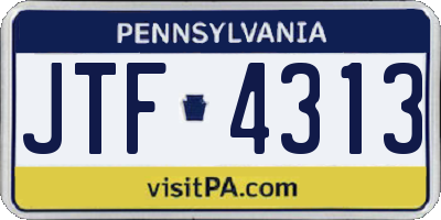 PA license plate JTF4313