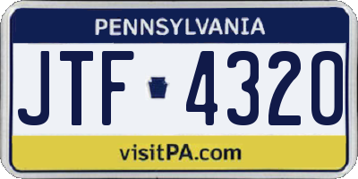 PA license plate JTF4320