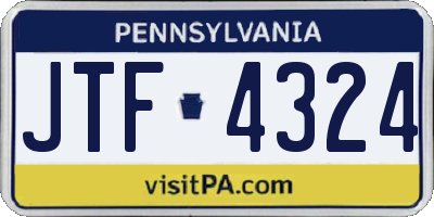 PA license plate JTF4324
