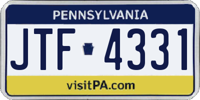 PA license plate JTF4331