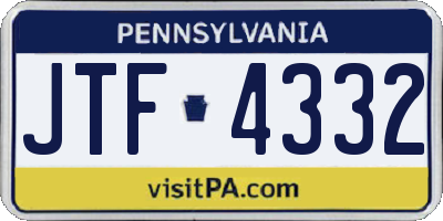 PA license plate JTF4332