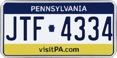 PA license plate JTF4334