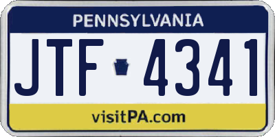 PA license plate JTF4341