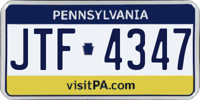 PA license plate JTF4347