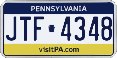 PA license plate JTF4348