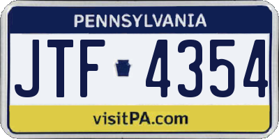 PA license plate JTF4354