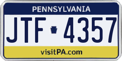 PA license plate JTF4357