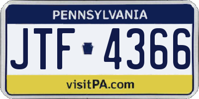 PA license plate JTF4366