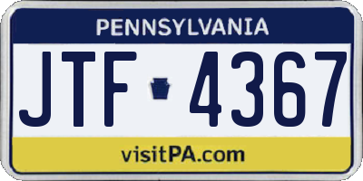 PA license plate JTF4367