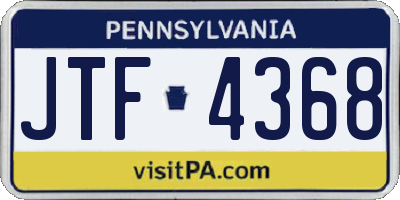 PA license plate JTF4368