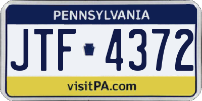 PA license plate JTF4372