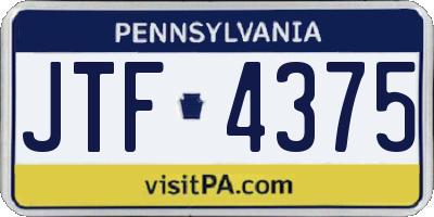 PA license plate JTF4375
