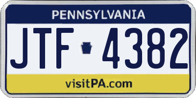PA license plate JTF4382