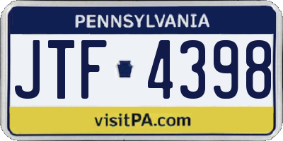 PA license plate JTF4398