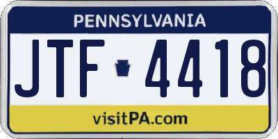 PA license plate JTF4418