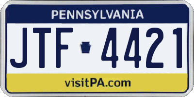 PA license plate JTF4421