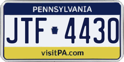 PA license plate JTF4430
