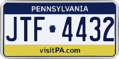 PA license plate JTF4432