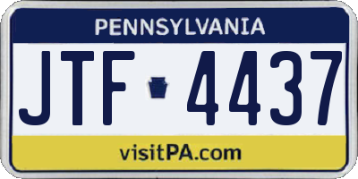 PA license plate JTF4437