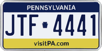 PA license plate JTF4441