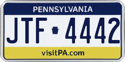 PA license plate JTF4442