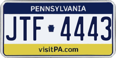 PA license plate JTF4443