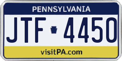 PA license plate JTF4450