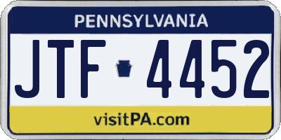 PA license plate JTF4452