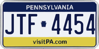 PA license plate JTF4454